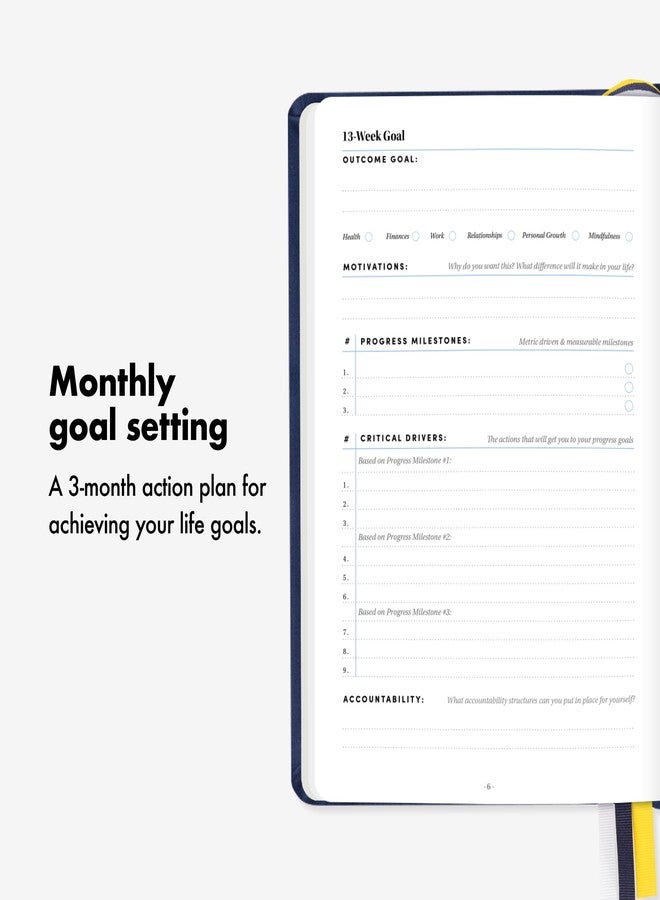 BestSelf Co. BestSelf 13-Week Self Journal & Goal Planner – Undated Daily ADHD-Friendly Journal for Men & Women | Productivity, Gratitude, Reflection & Habit Tracker | 2025 Life Organizer with Prompts, Black - Image 5